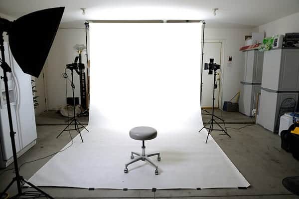 setting up a studio lighting arrangement