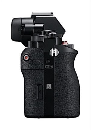 Side View of the Sony a7. It has WiFi and NFT Connectivity. Overall it is a solid build.