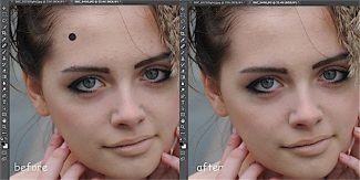 Retouching with healing brush tool