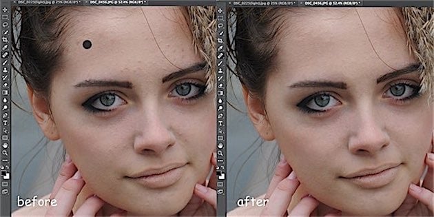 Retouching with healing brush tool
