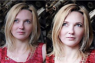 On the right we put some make up with a brush