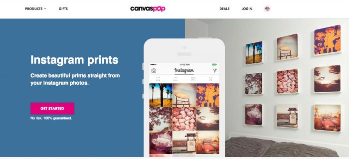 Printing Instagram Images on Canvas with CanvasPop Website Screenshot from: https://www.canvaspop.com/options/print-instagram-photos