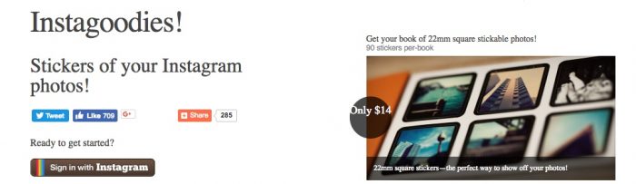 Make Stickers from your Instagram Photos with Instagoodies, Website Screenshot from: https://instagoodies.com/