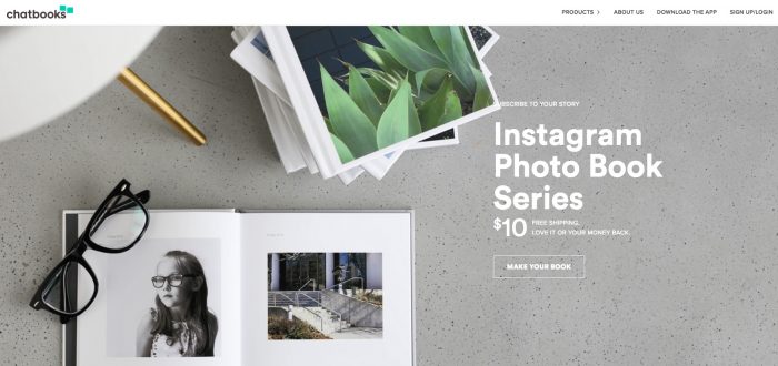 5. Automatic Instagram Photo Book by Chatbooks (Fast and Easy) Website Screenshot from: https://chatbooks.com/instagram-photo-books/