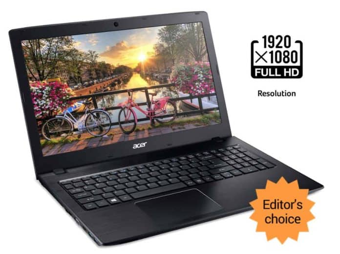 Our Pick in the Category "Best Laptop for Photo Editing on a Budget": the Acer Aspire E 15, 15.6" Full HD, 8th Gen Intel Core i3-8130U, 6GB RAM Memory, 1TB HDD, 8X DVD, E5-576-392H