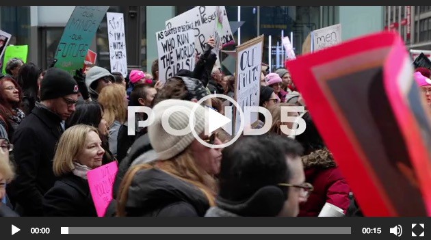 New York City Women's March Protest In 2017 People Walking Anti Trump