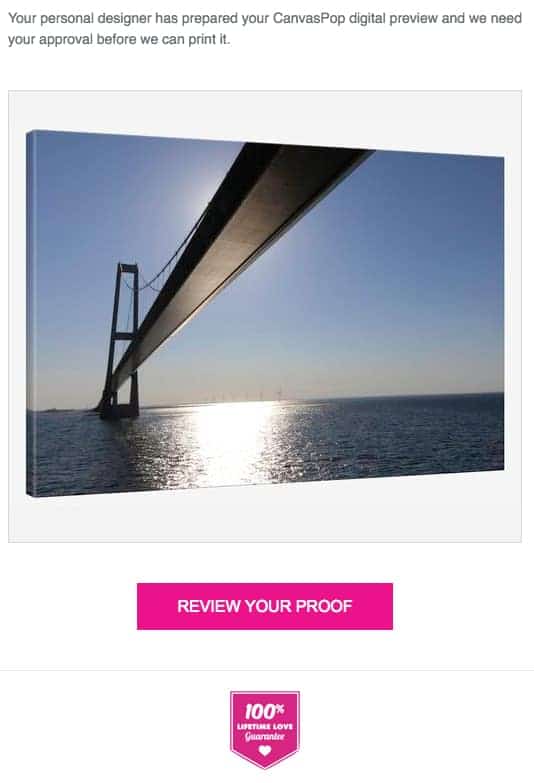 Digital Proof Email from CanvasPop