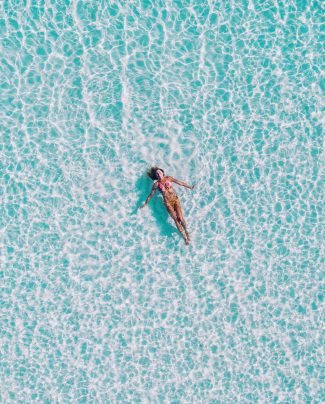 Aerial View Girl In Pool