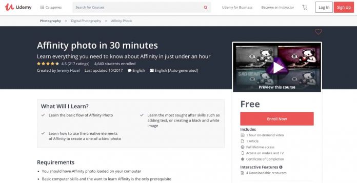 Affinity Photo in 30 Minutes - Free Online Photography Class by Udemy