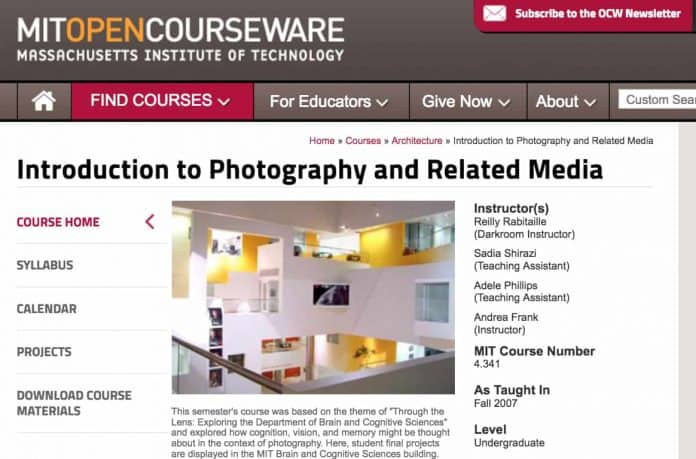MIT Open Courseware - Free Online Photography Course