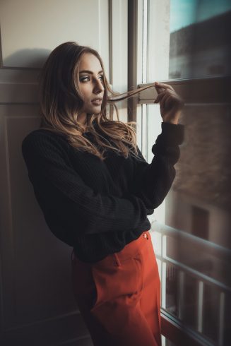 indoor portrait girl window