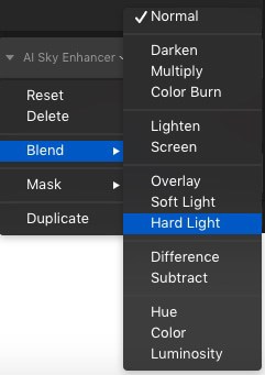 AI Sky Enhancer Fine Tune Options