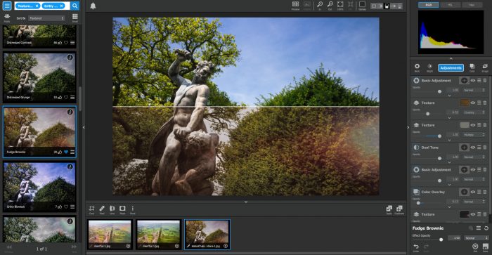 Topaz Studio Review - split view panel