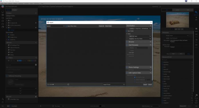 ON1 Photo RAW 2019 Review - importing window