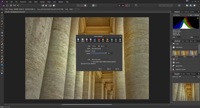 Affinity Photo review - exporting