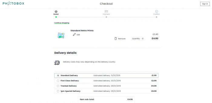Photobox Valentines Gifts review - Delivery and payment
