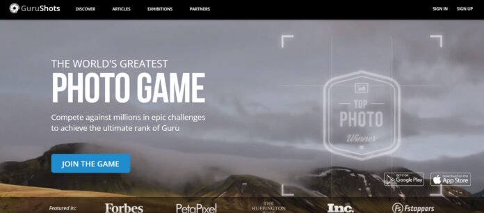 screenshot of gurushots front page