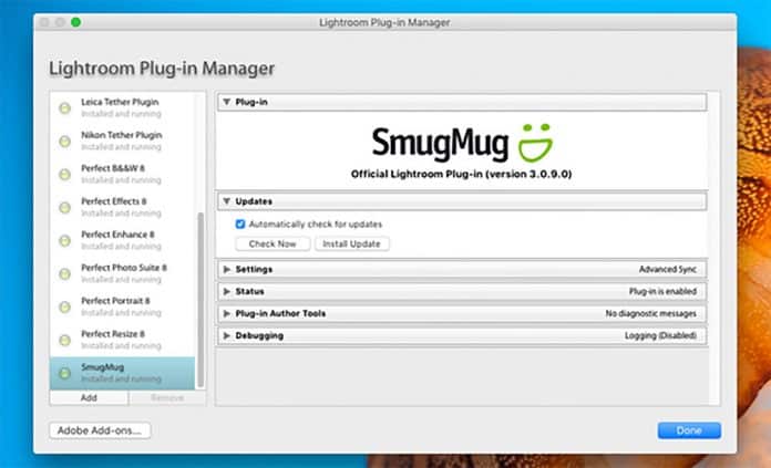 installing SmugMug on Lightroom