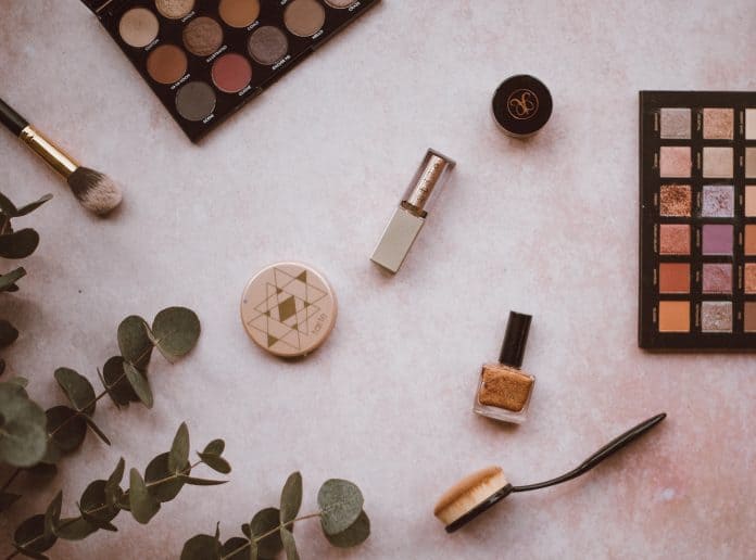 makeup flat lay
