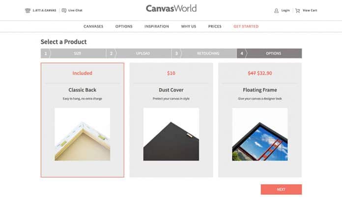 CanvasWorld backing selections