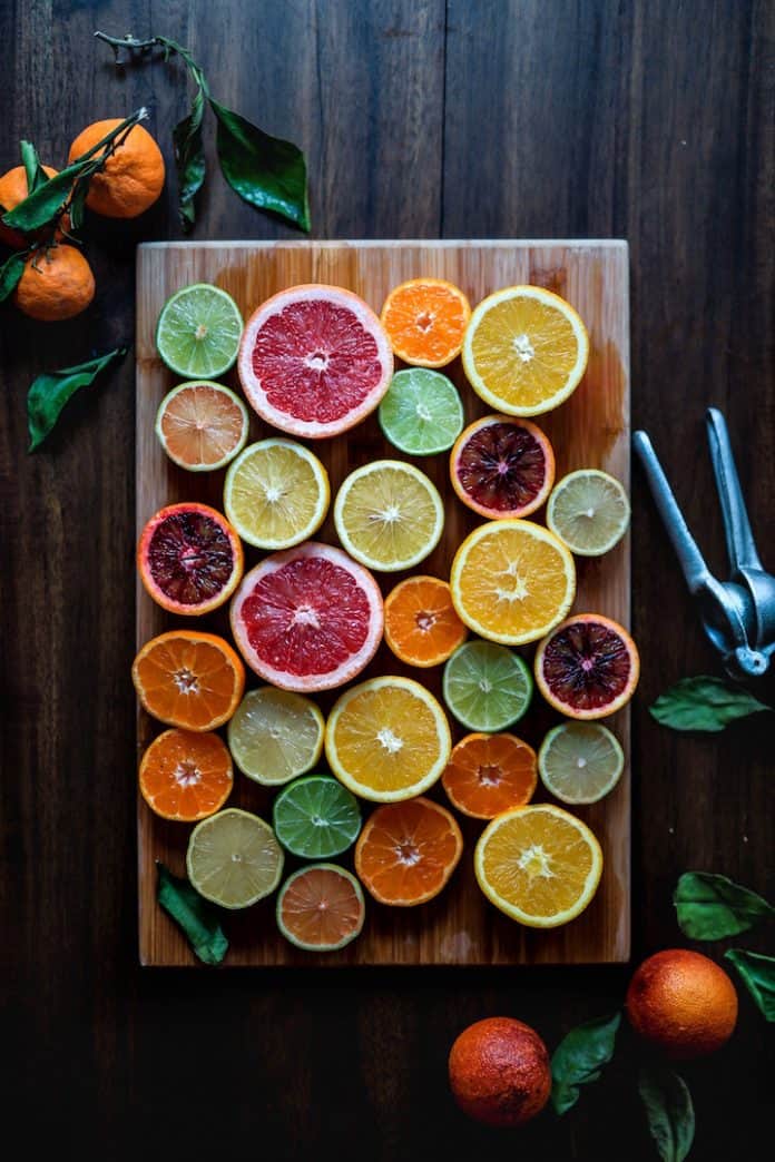 citrus fruit flat lay