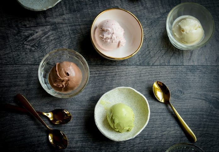 ice cream flat lay
