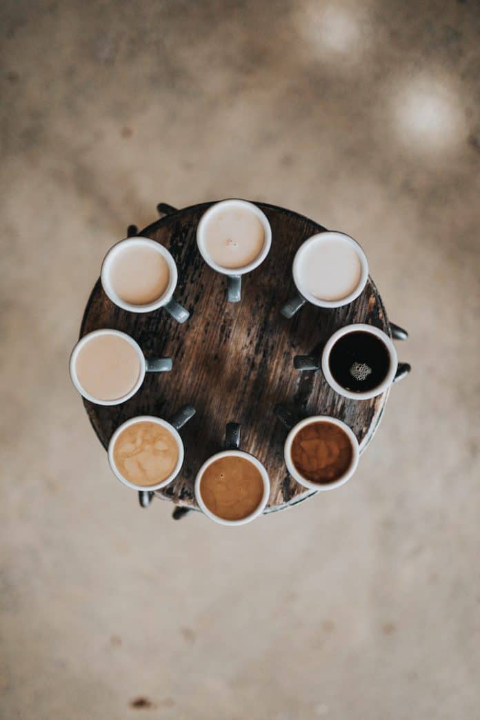 coffee cup flat lay