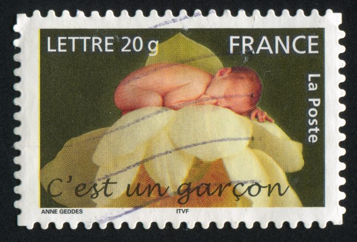 Stamp printed by France, shows boy, 2005