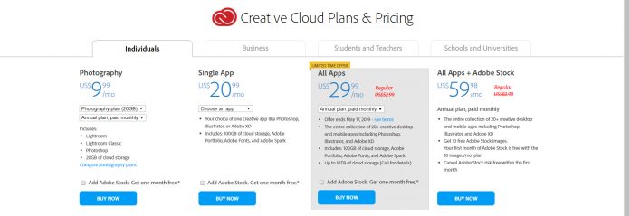 Creative Cloud Price Plans