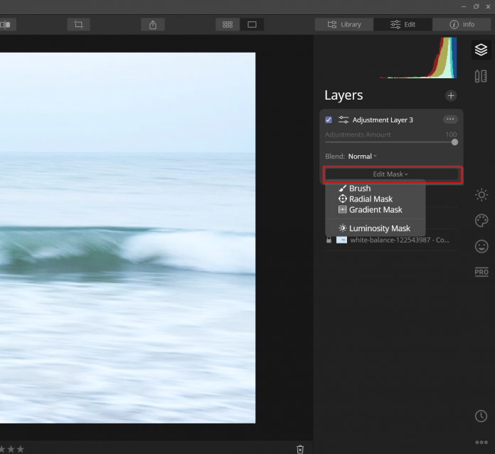 edit mask tool in luminar