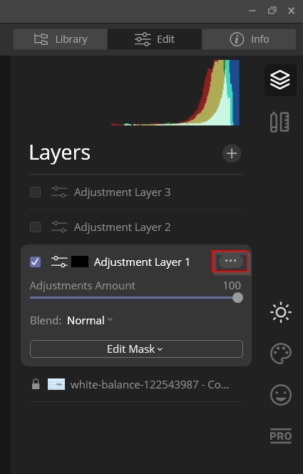 adjustment layer options