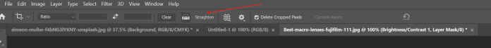 Straigten tool in Photoshop