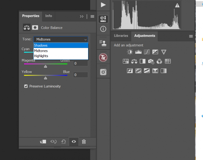 Photoshop tone settings