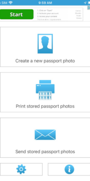 Biometric Passport Photo app screen showing various options for creating and handling passport photos.