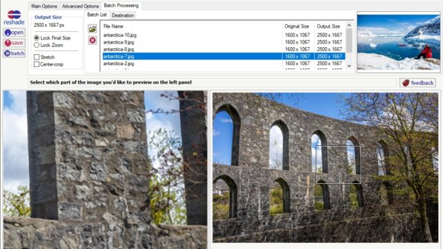 Batch processing tools in the Reshade Image Enlarger program.