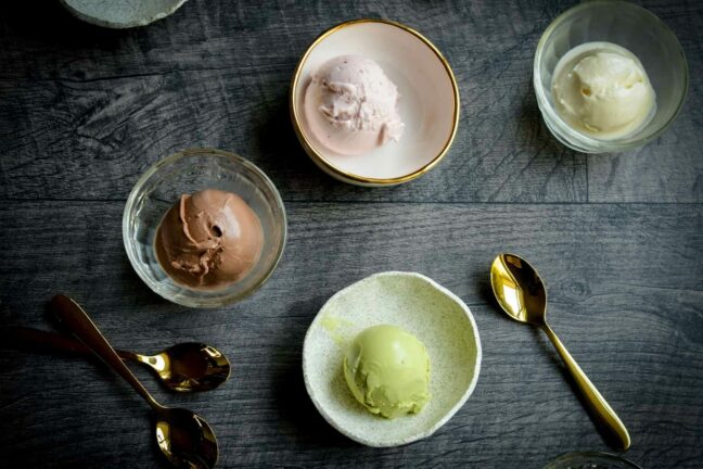 ice cream flat lay