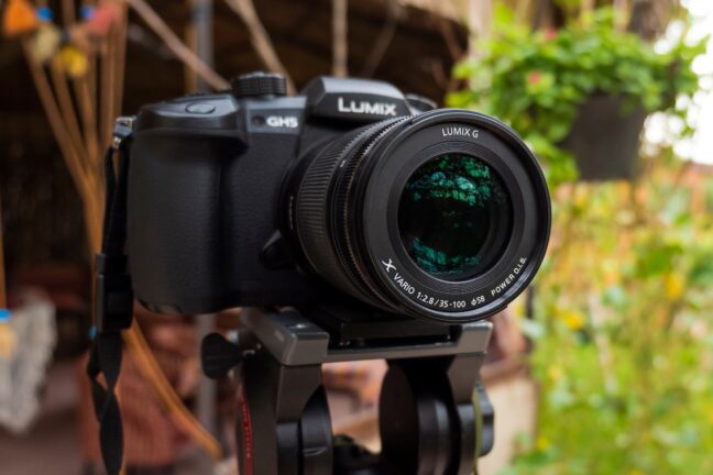 Panasonic Lumix DC-GH5 Mirrorless Camera with 35-100 Vario Lumix G Telephoto Lens.