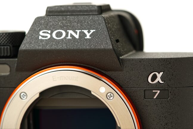 Sony camera showing the E-mount for lenses.