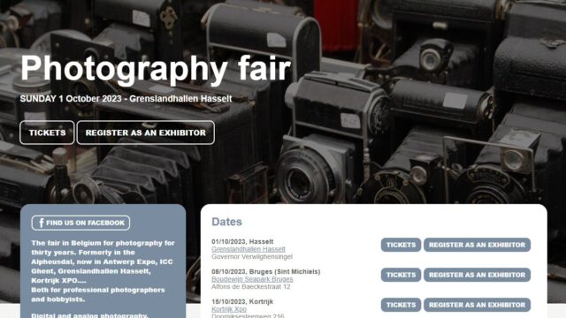 Photography Fair main page with conference dates and ticket offerings.