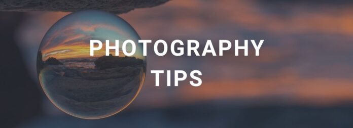 Lens ball upside down with the text "Photography Tips"