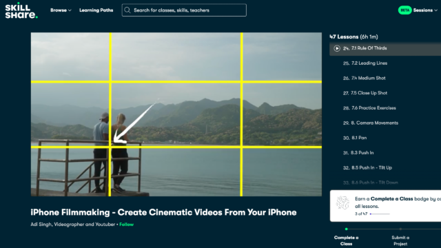 Rule of thirds explained in the iPhone Filmmaking course by Adi Singh.