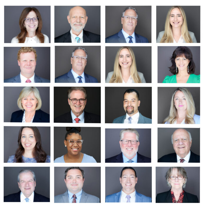 A series of corporate headshots featuring men and women professionals.